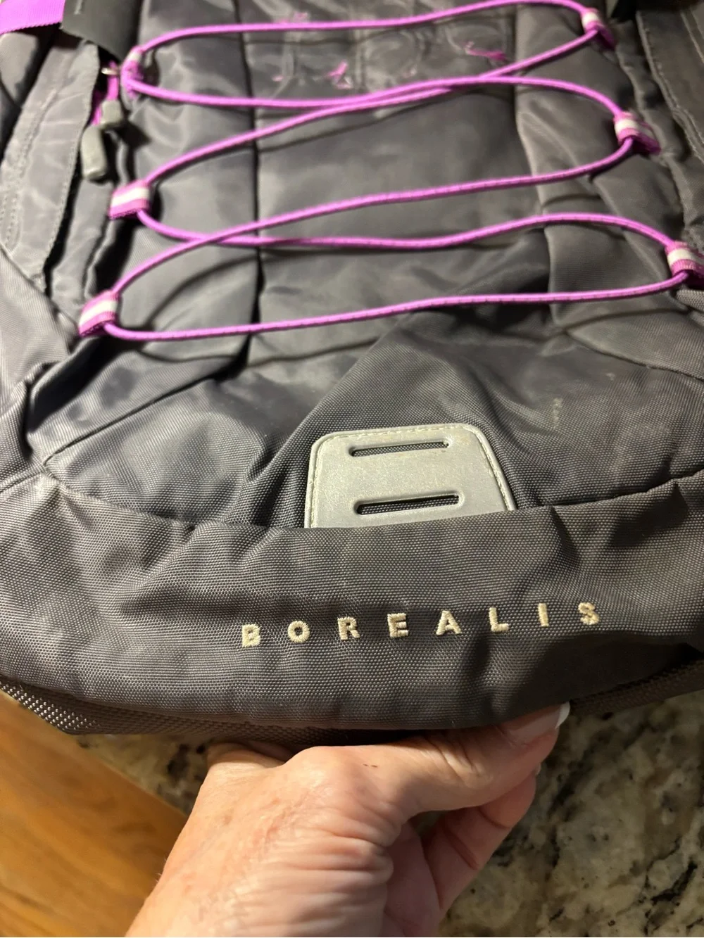 The North Face Borealis Backpack with Purple Accents